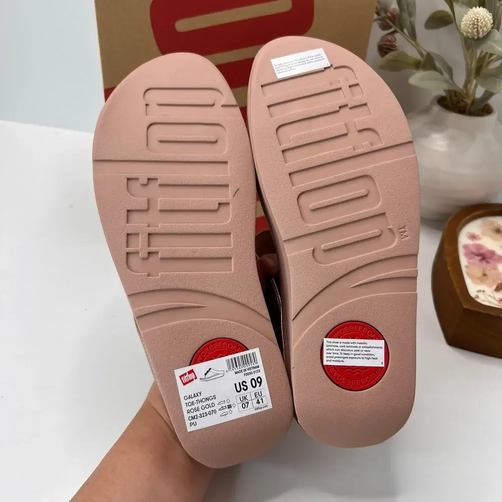 FitFlop Galaxy Crystal Embellished Toe-Thong Sandals Rose Gold Women 9/EU41 NWB